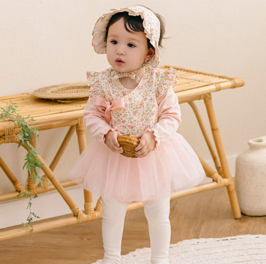 Sophie Traditional Korean Everyday Wear Daily Cotton Bodysuit Dress Floral Hanbok for Girls