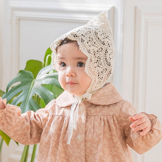 Lydia Organic Cotton Lace Hat Bonnet for Baby Girl