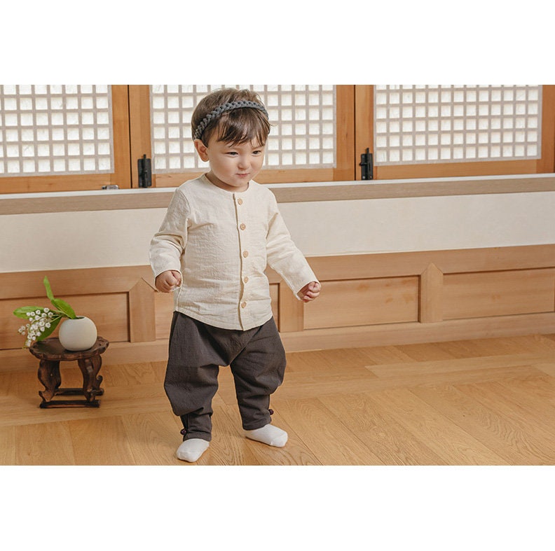 Charles Traditional Korean Everyday Wear Daily Cotton Hanbok for Baby Boys