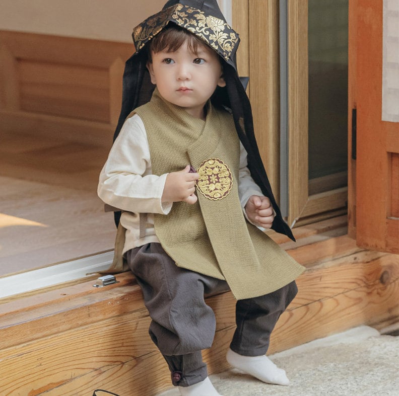 Charles Traditional Korean Everyday Wear Daily Cotton Hanbok for Baby Boys