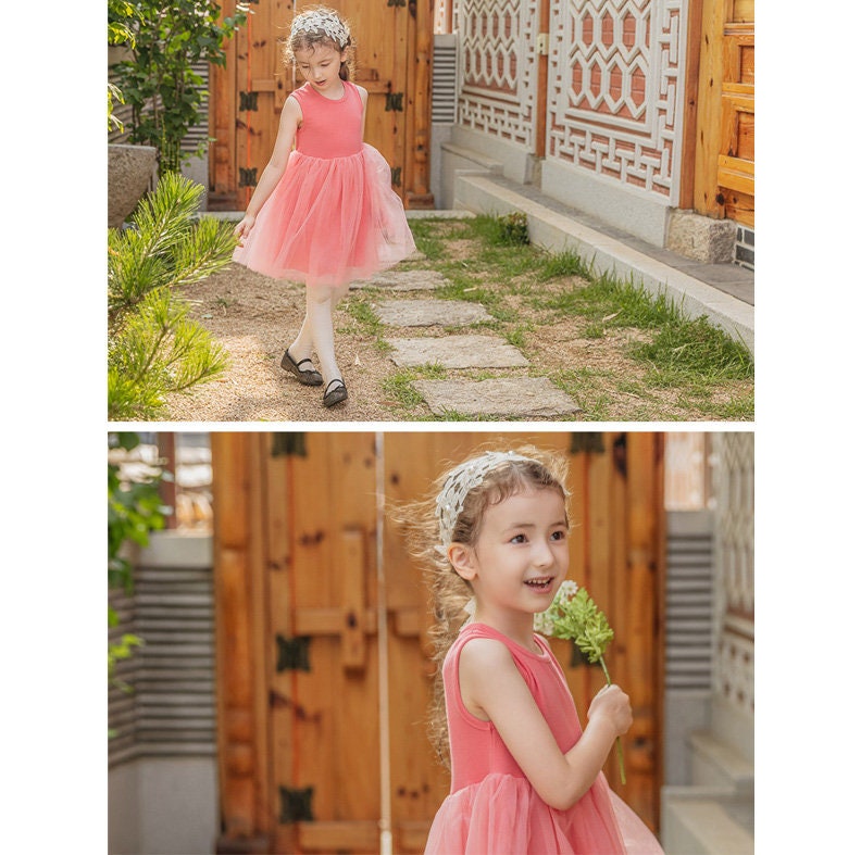 Leila Traditional Korean Everyday Wear Daily Cotton Floral Dress Hanbok for Girls